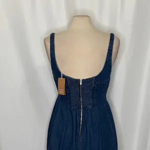 NWT!!‎ REFORMATION Violet Denim Mini Dress Blue Smocked A-Line Skirt Size 12 thumbnail 10