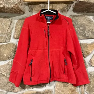 Polo Vintage Red/Black Ralph Lauren Embroidered Zip Up Sweatshirt Jacket thumbnail 1