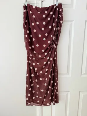 Anthropologie Maeve Polka Dot Print Mesh Side-Slit Maxi Skirt, Size XL thumbnail 11