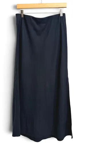 Gap Linen Blend Black Maxi Skirt Side Slit Summer Basic M thumbnail 1