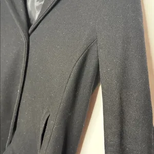 Juliana Celini black 55% wool long trench style coat jacket sz XS thumbnail 5
