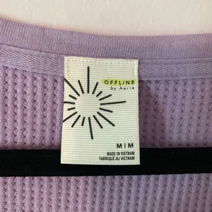 Aerie Purple Thermal Waffle Knit Long Sleeve Shirt Loungewear Women size Medium thumbnail 2