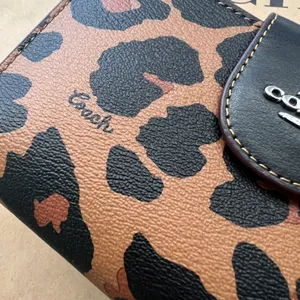 Phone Wallet With Leopard Print And Signature Canvas Interior coach cc869 thumbnail 6