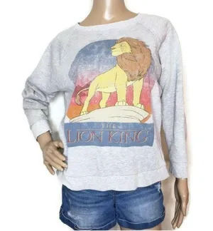 The Lion King Disney Gray Sweatshirt Large Simba Graphic Crewneck thumbnail 1