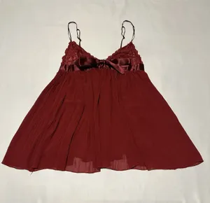 Victoria’s Secret Red Babydoll Slip Lingerie Lace Sheer Mesh Satin Bow XL thumbnail 1