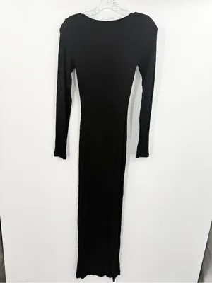 SKIMS Soft Lounge Dress Long Sleeve Square Neck Bodycon‎ Maxi Onyx Black Small thumbnail 3