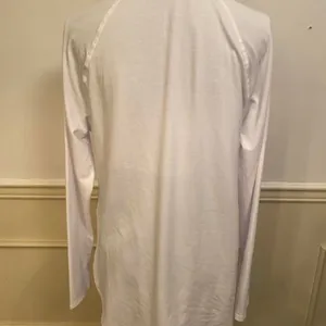 New Choice Basic White Long Sleeve Tee Tunic Top Curved Hem Classic Size M thumbnail 2