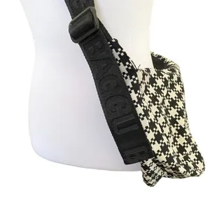 Baggu Medium Crescent Bag in Black & White Pixel Gingham thumbnail 2