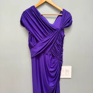 Tadashi Shoji Bellona Draped Jersey Maxi Gown in Purple L thumbnail 8