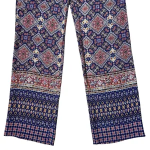 Y2K Semi Sheer Boho Pants Straight Leg EU 42 Paisley Fairy Beach Italy - 29x32.5 thumbnail 3