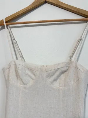 PEPPERMAYO Angelina Linen Maxi Dress Size XS / 2 Cream Oatmeal Summer Beach boho thumbnail 6