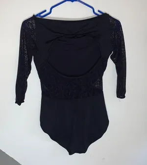 Mirella black long lace sleeve leotard M thumbnail 4