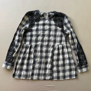 Zara Plaid Lace Ruffled Top thumbnail 4