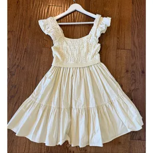 Anthropologie En Saison cream crochet Colette swing dress size sml thumbnail 7