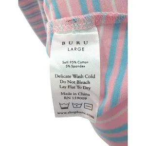 BURU Pastel Striped Puff Sleeve T-Shirt Dress L NWT Preppy Grandmillennial Polo thumbnail 5