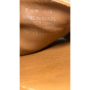 Tory Burch Cognac Leather Wood Platform Wedge Sandals Gold Buckle Mules 7.5 thumbnail 7