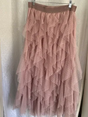 Anthropologie Dusty Rose Tiered Tulle Maxi Skirt thumbnail 1