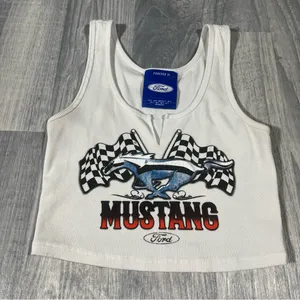 Forever 21 Mustang White Tank Crop Top; Small thumbnail 1