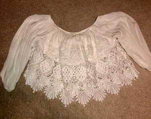 white flowy lace shirt thumbnail 1