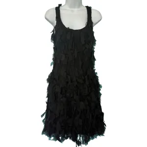 Karen Kane Black Shredded Eyelash Lace Stretch Mini Racerback Dress size XS thumbnail 3