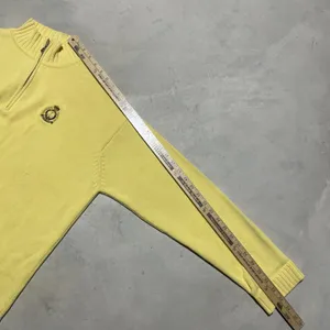 Polo Lauren Ralph Lauren Unisex 1/4 Zip Yellow Knit Cotton Sweater SZ XL Crest thumbnail 6