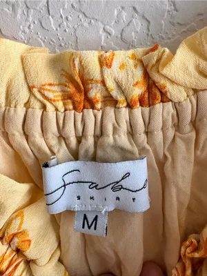 Sabo Skirt Milota Dress Size M Yellow Floral Puff Sleeves Mini Boho Summer thumbnail 3