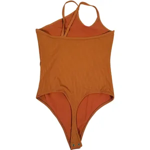 Abercrombie One Shoulder Cutout Bodysuit Small Brown Ribbed Night Out Y2K Fall thumbnail 3