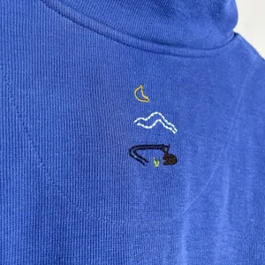 Breckenridge womens quarter zip Pullover Blue Embroidered Preppy Cottage VTG‎ L 90s Nature thumbnail 6