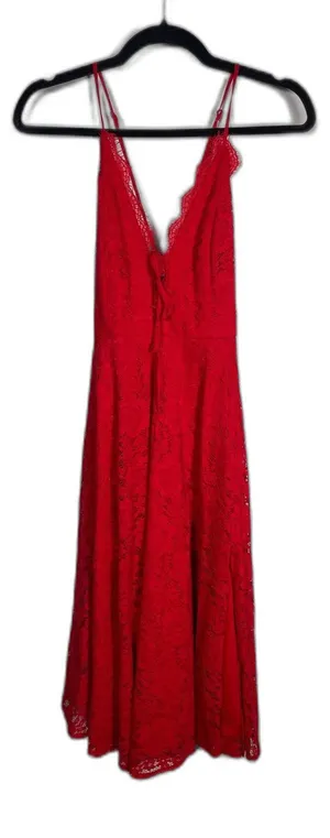 Lulus Womens Red Lace Midi Dress Small thumbnail 1