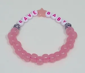 Kandi Swiftie glow in the dark festival concert bracelet RAVE BABY, OOAK thumbnail 1