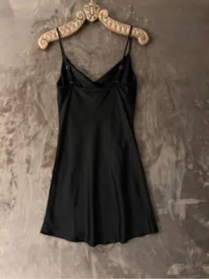 Black Satin Slip Mini Dress Women’s Size M Size M thumbnail 2