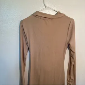 Birch and Stone Women's Size Large Ribbed Mini Dress Beige Cut‎ Out Cinched thumbnail 10