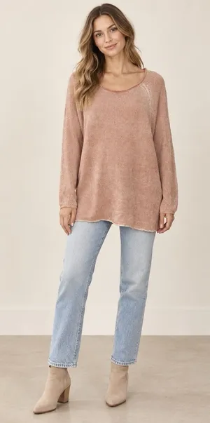 Free People Lenox Rib Knit Tunic Sweater/ Dress in Carrot Cake Size SP Oversized thumbnail 1