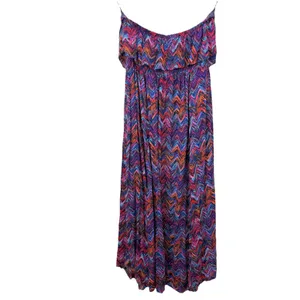 Torrid Colorful Chevron Smocked Strapless‎ Off Shoulder Maxi Dress Size 1X thumbnail 7