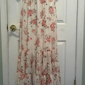 Premier Amour Womens Floral Swiss Dot Maxi Dress‎ Pink Ivory P7DA7499 Size 6 NWT thumbnail 3
