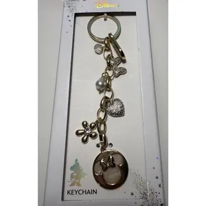 Disney Minnie Mouse Gold Tone‎ Charm Keychain LA Rocks Heart Flower Pearl NIB thumbnail 2