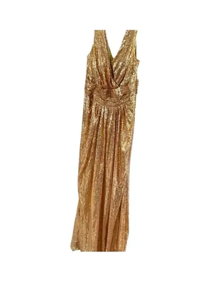 Gold Sequin Draped V-Neck Maxi Dress thumbnail 8