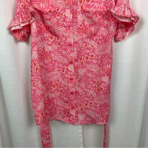 Revolve Lovers and Friends Pink Floral Juliet Mini Shirt Dress Sz.S thumbnail 8