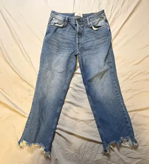 We The Free Free People Lita Mid-Rise Straight Leg Jeans with Distressed Hem thumbnail 1
