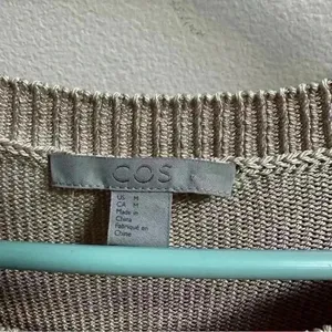 COS Women’s Short Sleeve Knit Summer Sweater‎ Beige Cream Cutout Minimalist M thumbnail 3