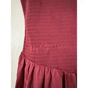 NWD Lulus Tandria Burgundy Smocked Sleeveless Midi Dress Size Large thumbnail 7