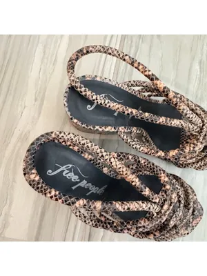 Free People Colette Shoes Size 6 Python Leather Caged Block Heel Sandal Mob Wife thumbnail 10