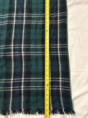 Cozy Oversized Square Plaid Blanket Scarf - Green & Navy thumbnail 3