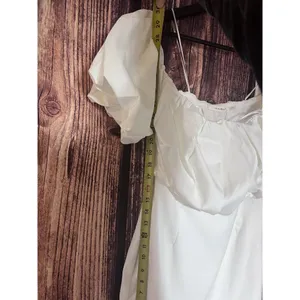 White Oversize Puff Sleeve Mini Sheath Dress Romantic Idem Ditto Party Prom SZ S thumbnail 2
