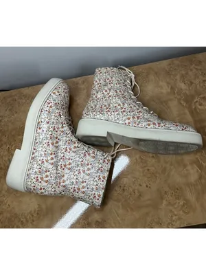Schutz McKenzie Floral Leather Combat Boots Womens 8B Cream Lace Up Cottagecore thumbnail 7