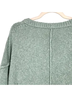 Free People Brookside Tunic Sweater Spearmint V-Neck Relaxed Fit Size Small thumbnail 12