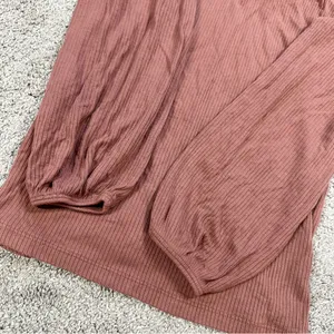 Abercrombie & Fitch Women’s Ribbed Puff Sleeve Longsleeve Shirt in Mauve M thumbnail 9