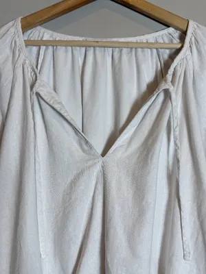 Abercrombie & Fitch x Tia Booth Linen-Blend Peasant Bubble Top Women's XL White thumbnail 5