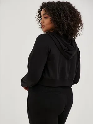 Torrid Lightweight French Terry Zip-Up Crop Hoodie Black 6X NWT‎ thumbnail 3