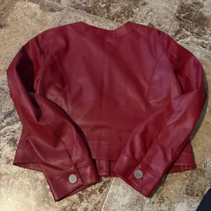 MAEVE Cora Patch Pocket Jacket Faux Leather Size Large Burgundy Red‎ thumbnail 6
